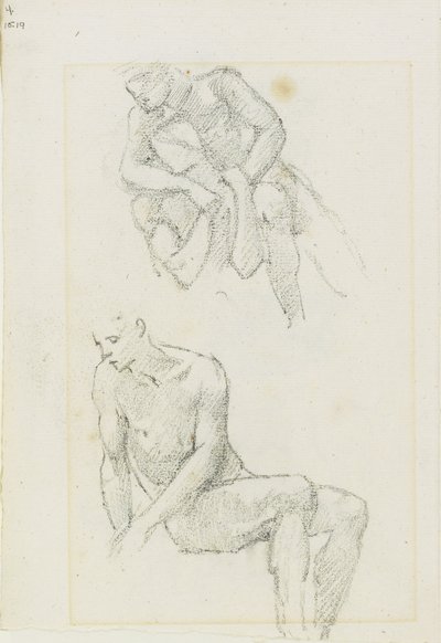 Studies of Male Figures (recto and verso), Pages 3 and 4 from a Book of Studies by Edward Burne Jones